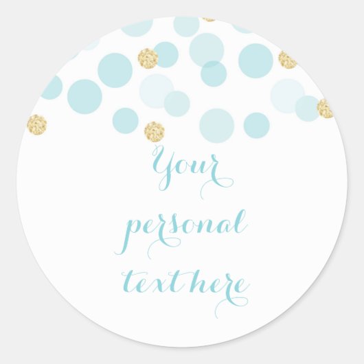 Blauw Goud Stippen Baby shower Ronde Sticker (Voorkant)