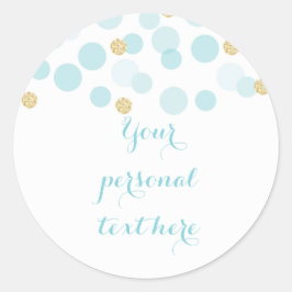 Blauw Goud Stippen Baby shower Ronde Sticker