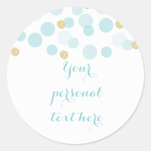 Blauw Goud Stippen Baby shower Ronde Sticker