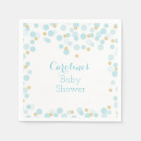 Blauw Goud Stippen Baby shower servet