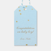 Blauw & Goud Stippen Modern Chique Cadeau Gift Lab Cadeaulabel (Voorkant)