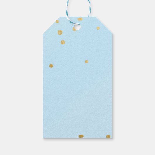 Blauw & Goud Stippen Modern Chique Cadeau Gift Lab Cadeaulabel (Achterkant)