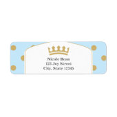 Blauw & Goud Stippen Royal Crown Prince Adresetike Etiket (Voorkant)