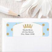 Blauw & Goud Stippen Royal Crown Prince Adreslabel Etiket (Insitu)