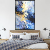 Blauw & Goud Storm Ader Abstract Canvas Afdruk (Insitu (Slaapkamer))