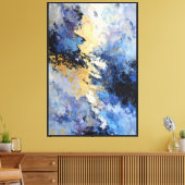 Blauw & Goud Storm Ader Abstract Canvas Afdruk (Insitu (Woonkamer))