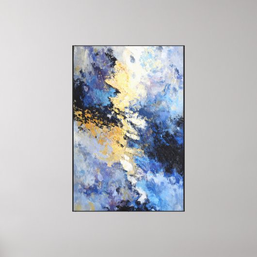Blauw & Goud Storm Ader Abstract Canvas Afdruk (Voorkant)