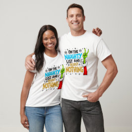 Blauw & Goud Stoute Lijst Kerst Creatuur Ontwerp T-shirt