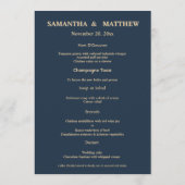 Blauw Goud Strand Bruiloft Menu Schelp  (Achterkant)