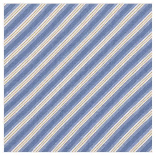 Blauw & Goud Strepen Stof (Close Up)