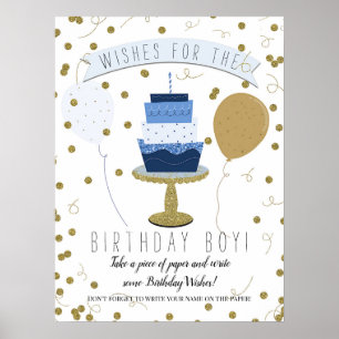 Blauw & Goud Suiker Is Zoet 1e Eerste Verjaardagst Poster