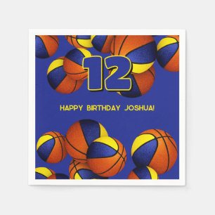Blauw Goud Team Kleuren Basketbal Sport Party Servet