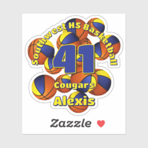 Blauw Goud Team Kleuren Basketballen kinder naam Sticker