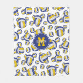 Blauw Goud Team Kleuren Girly volleybal Fleece Deken (Voorkant)