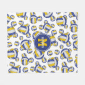 Blauw Goud Team Kleuren Girly volleybal Fleece Deken (Voorkant (Horizontaal))