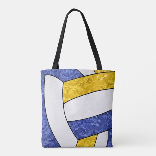 blauw goud team kleuren meisjes volleybal coach tote bag (Achterkant)