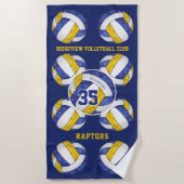 Blauw Goud Team Kleuren Naam Girly Volleyballs Strandlaken (Voorkant)