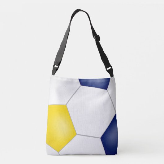 Blauw Goud Team Kleuren voetbal coach Crossbody Tas (Achterkant)