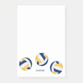 Blauw goud team kleuren volleybal atleet of coach post-it® notes (Voorkant)