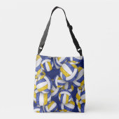 Blauw Goud Team Kleuren Volleybal Coach Naam Crossbody Tas (Achterkant)