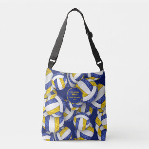 Blauw Goud Team Kleuren Volleybal Coach Naam Crossbody Tas
