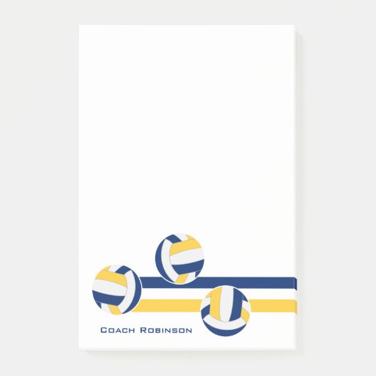Blauw goud team kleuren volleyballen strepen post-it® notes (Voorkant)