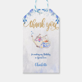 Blauw & Goud Thee Feest Cadeautags  Cadeaulabel
