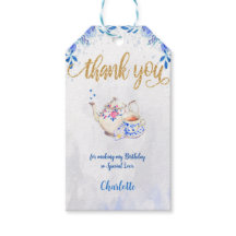 Blauw & Goud Thee Feestje Gift Tags 