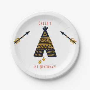 Blauw & Goud Tipi Boho Verjaardagsfeestje voor elk Papieren Bordje