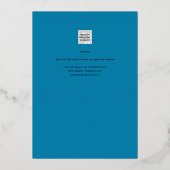 Blauw Goud Tropisch Blad Bestemming Bruiloft Folie Uitnodiging (Achterkant)