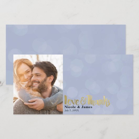 Blauw & Goud Trouwfoto Liefde & Bedankt Dank u (Voorkant / Achterkant)