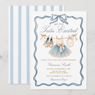 Blauw & Goud Tutu Enthousiaste Ballerina Baby Show Kaart