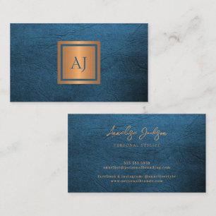 Blauw goud unieke moderne monogram professioneel visitekaartje