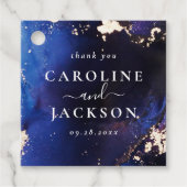 Blauw Goud Universum Bruiloft Aangepast Bedankjes Labels (Voorkant)