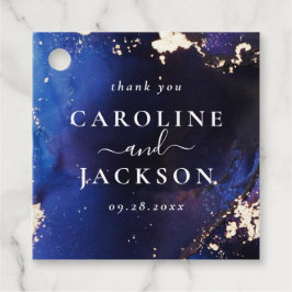 Blauw Goud Universum Bruiloft Aangepast Bedankjes Labels