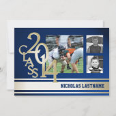 Blauw Goud Varsity Stripe Afstuderen TRI Foto 2014 Kaart (Voorkant)