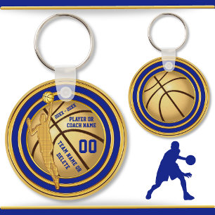 Blauw, Goud (Verander Blauw) Basketbalpartij Voord Sleutelhanger