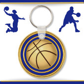 Blauw, Goud (Verander Blauw) Basketbalpartij Voord Sleutelhanger