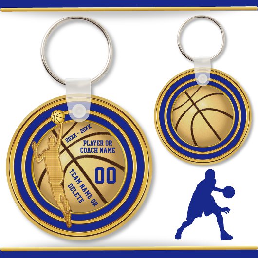 Blauw, Goud (Verander Blauw) Basketbalpartij Voord Sleutelhanger