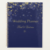 Blauw Goud verstrooid confetti ontwerp Planner (Voorkant)