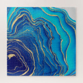 Blauw Goud Vloeibaar Schilderen Vloeibare Kunst Ab Legpuzzel (Horizontaal)