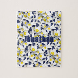 Blauw Goud Voetbal Team Kleuren Jongens Meisjes Na Legpuzzel