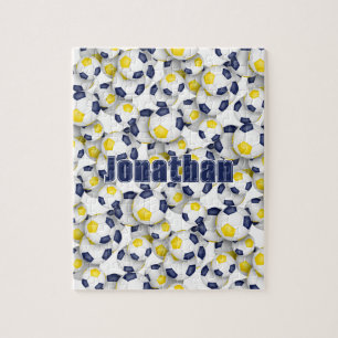 Blauw Goud Voetbal Team Kleuren Jongens Meisjes Na Legpuzzel