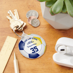 Blauw Goud Voetbalteam kinder Sportgeschenken Onde Sleutelhanger