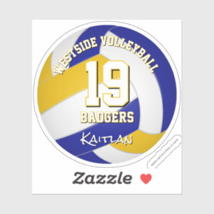 Blauw Goud Volleybal Club Kleuren Atleet Naam Sticker
