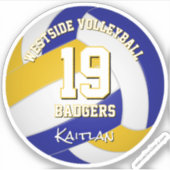 Blauw Goud Volleybal Club Kleuren Atleet Naam Sticker (Voorkant)