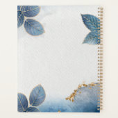 Blauw Goud Waterverf Botanische Bladeren Zakelijk Planner (Achterkant)