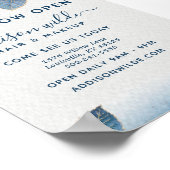 Blauw Goud Waterverf Botanische Bladeren Zakelijk Poster (Hoek)