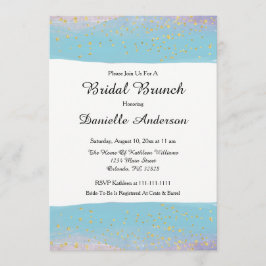 Blauw & Goud Waterverf Bruidsdouche Uitnodiging