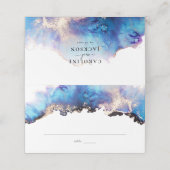 Blauw Goud Waterverf Bruiloft Plaats Kaart Plaatskaartje (Buitenkant ongevouwen)